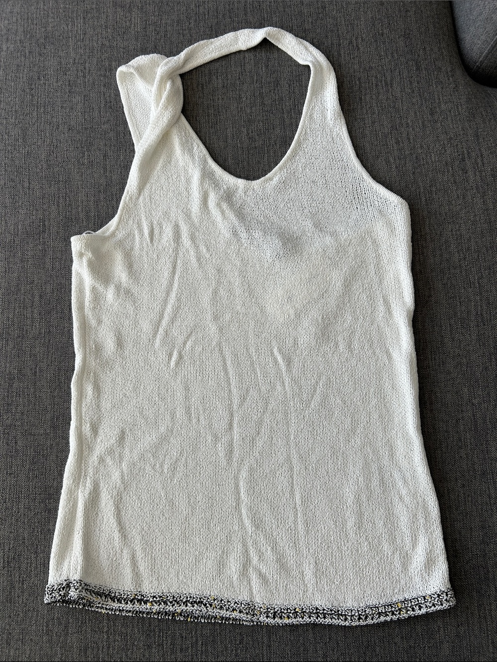 Proenza Schouler Stevie Twist Textured Knit Tank with Contrast Stitch Hem